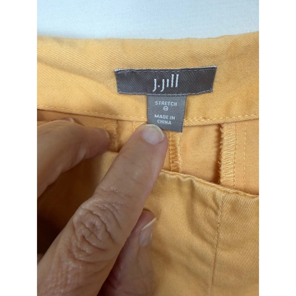 J. Jill Stretch Ankle Pants Womens 8 Yellow Side Zip Cotton Blend Slit Hem